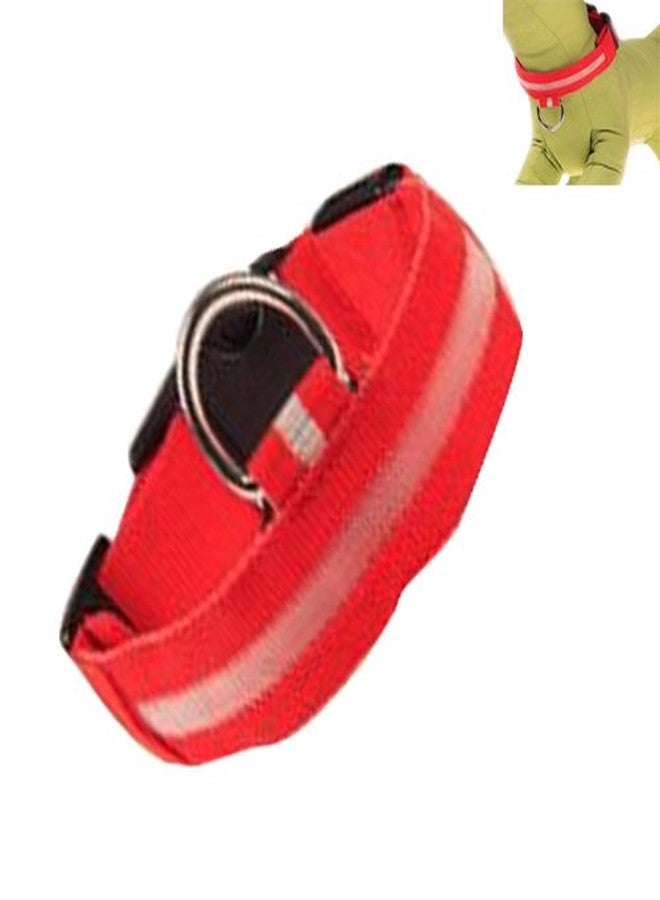 Futaba Nylon Pet Glow in Dark LED Collar Night Safety - Red -Small - Image 2